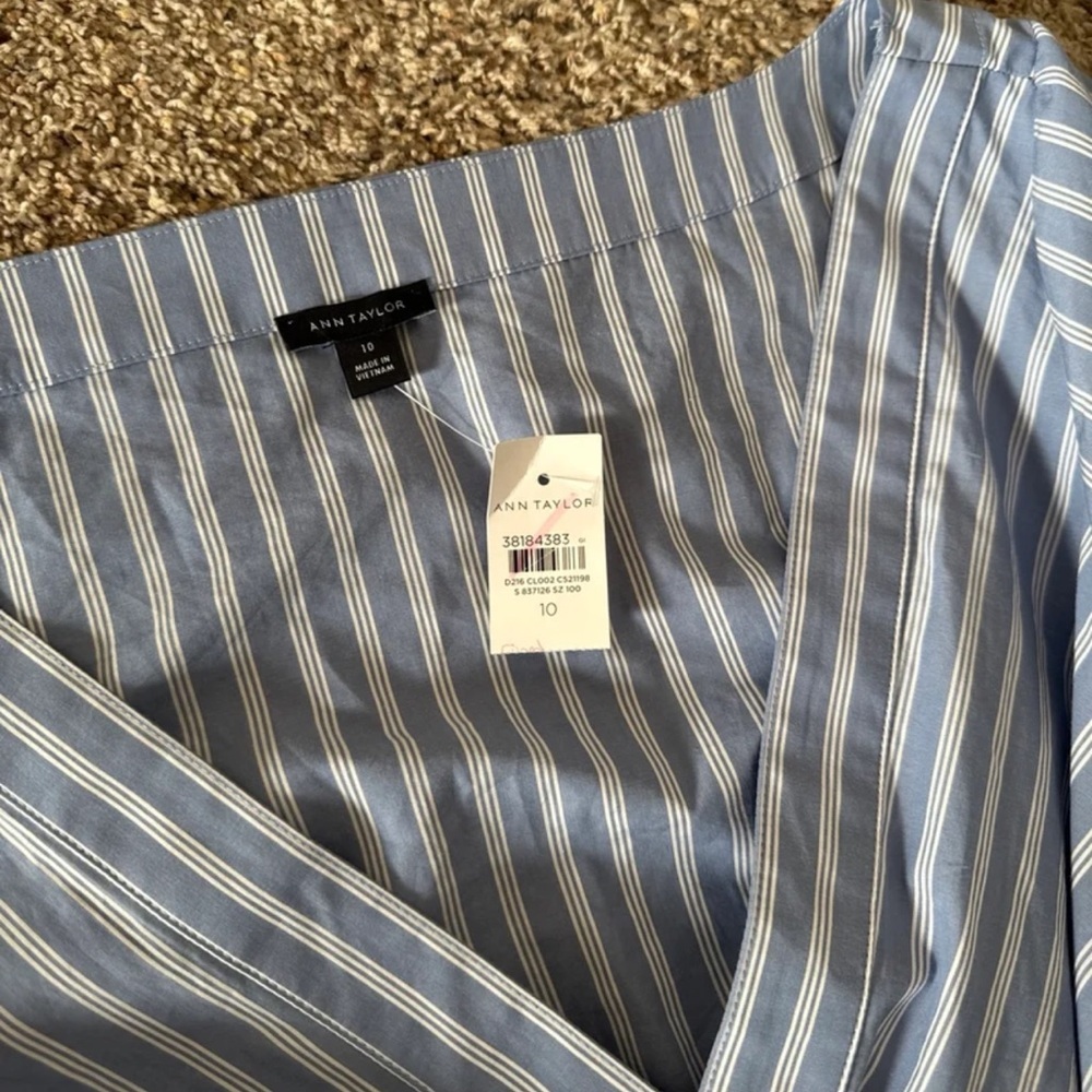 NWT Ann Taylor Striped Asymmetric Shirtdress 
size 10 - Picture 9 of 12